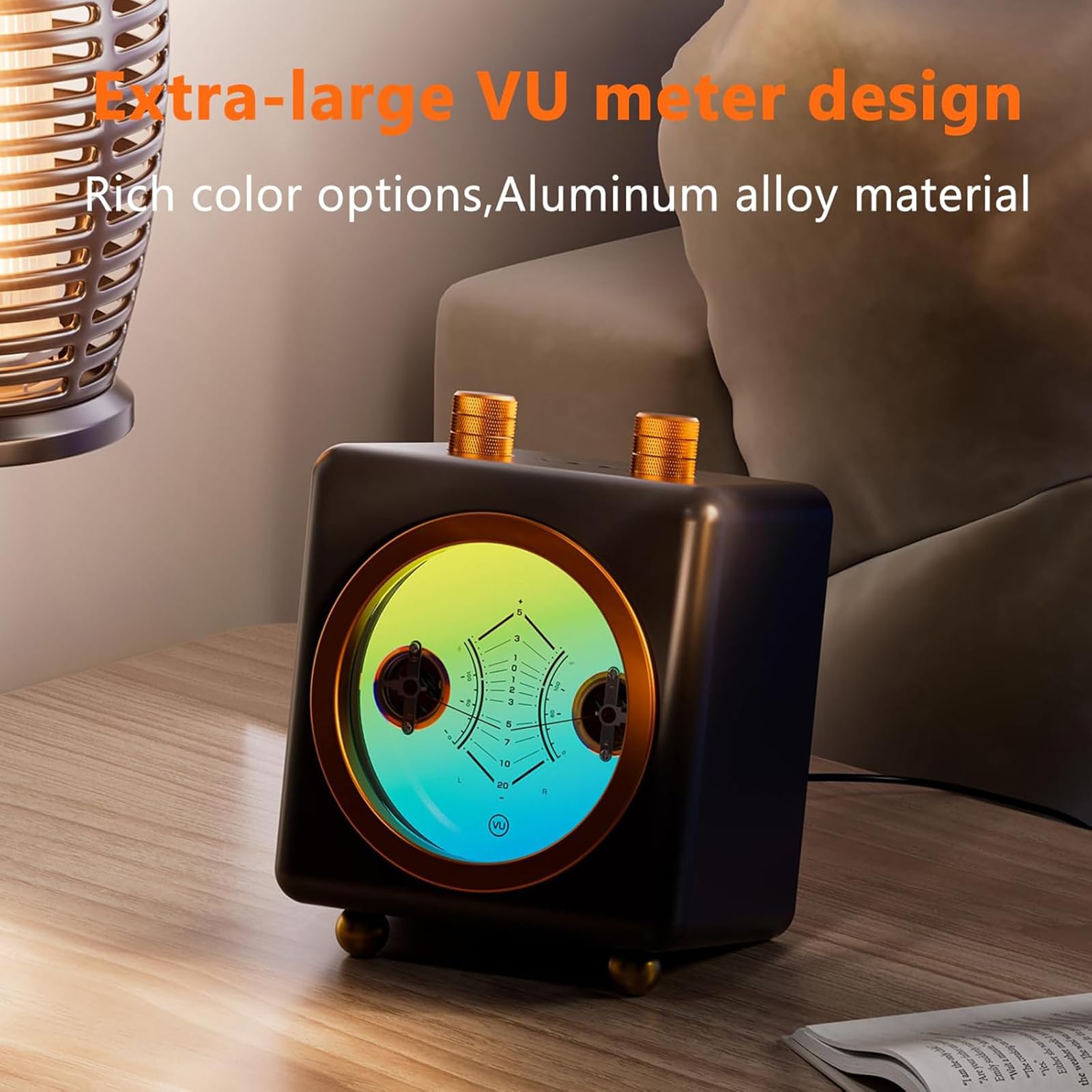 VU Meter Audio Ritmo Luce, 3.5mm AUX In/Out, Luminosità Regolabile e Retroilluminazione, Ideale per Sale Giochi & Appassionati di Musica