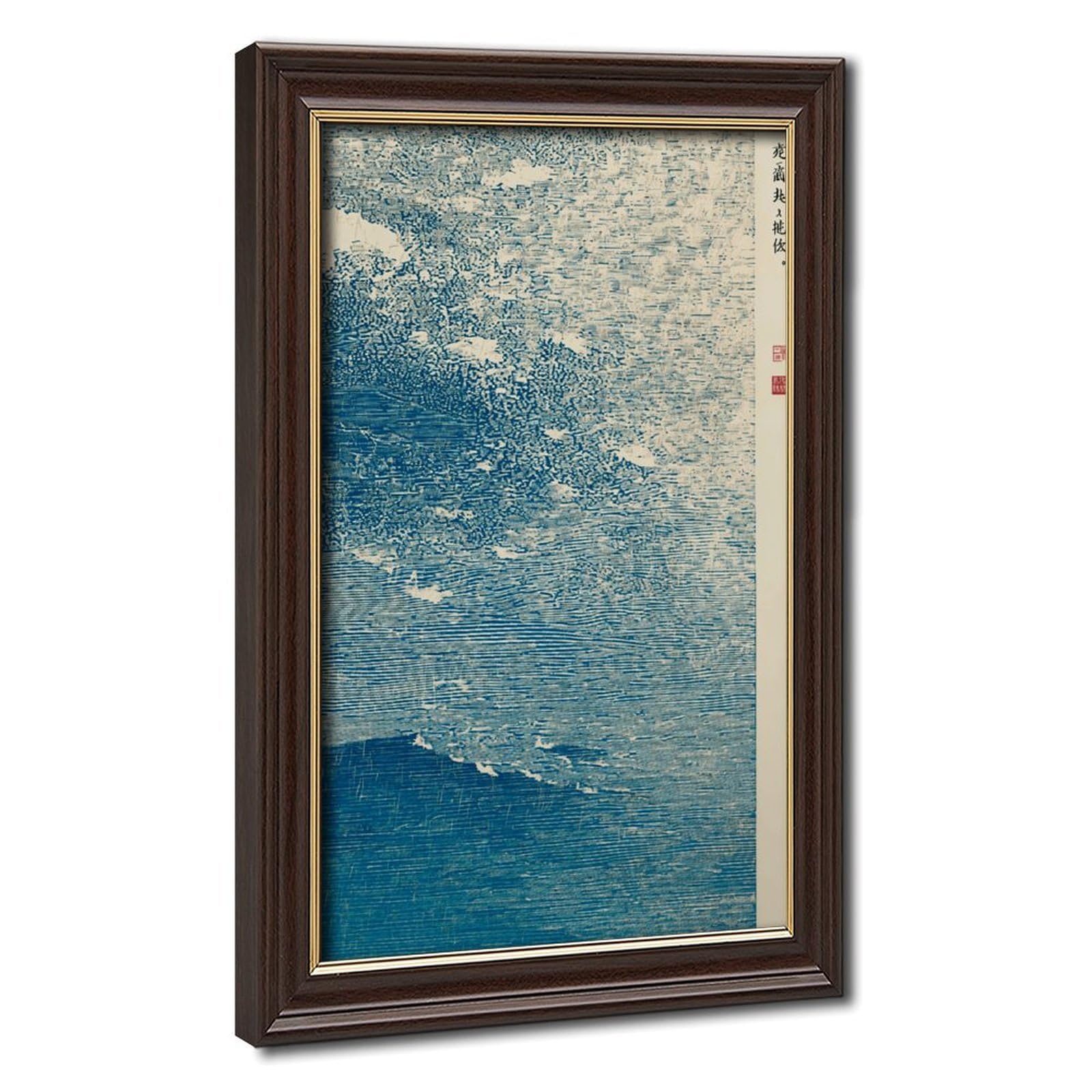 AYINUER Blue Ocean Wave Pattern Print Poster Canvas Poster for Living Room Decor Gift