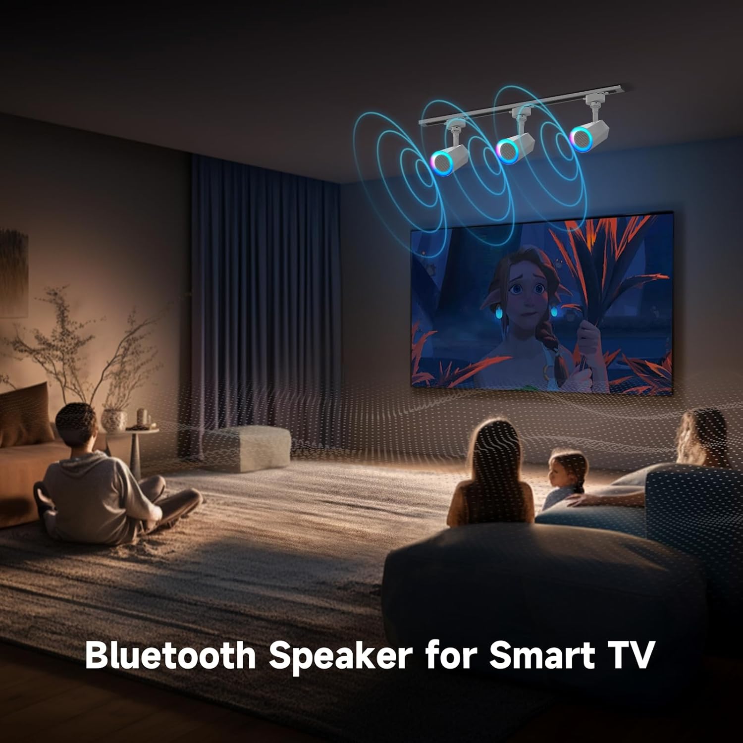 Gsou RGB Track Light Bluetooth Speakers, H Type Track Head/Rotatable/Plug in, Color Changing Lights, RGB Track Lighting Fixtures Ceiling Speaker for Smart TV, Home,Kitchen,Karaoke,Game,Macy’s Store