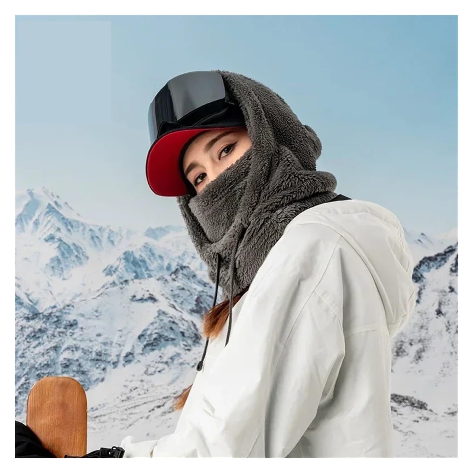 Cagoule Anti-Vent Casquette de Cyclisme épaisse et Chaude, Coupe-Vent, Chapeau d'extérieur, Bavoir de Ski, Capuche Froide, Moto, Ski, vélo, Cagoule, Hiver pour ActivitéS ExtéRieures(Pink)