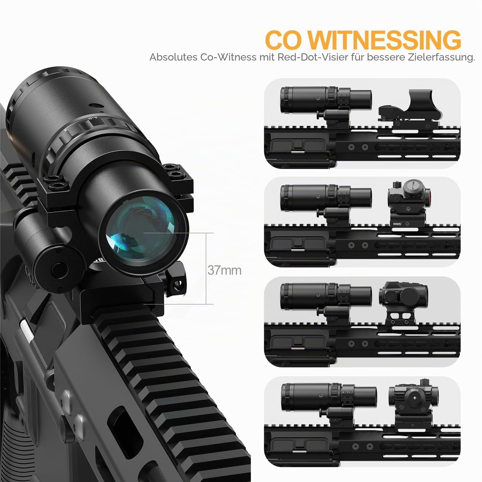 Feyachi 1.5X - 5X Lupe, Magnifier mit Flip to Side Mount Fokus Einstellung