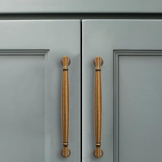 10 Pack 5Inch Hole Center Antique Brass Cabinet Pulls Solid Cabinet Handles Solid Hardware Handle for cabinets Dressers Kitchens bedrooms