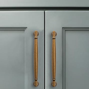 10 Pack 5Inch Hole Center Antique Brass Cabinet Pulls Solid Cabinet Handles Solid Hardware Handle for cabinets Dressers Kitchens bedrooms