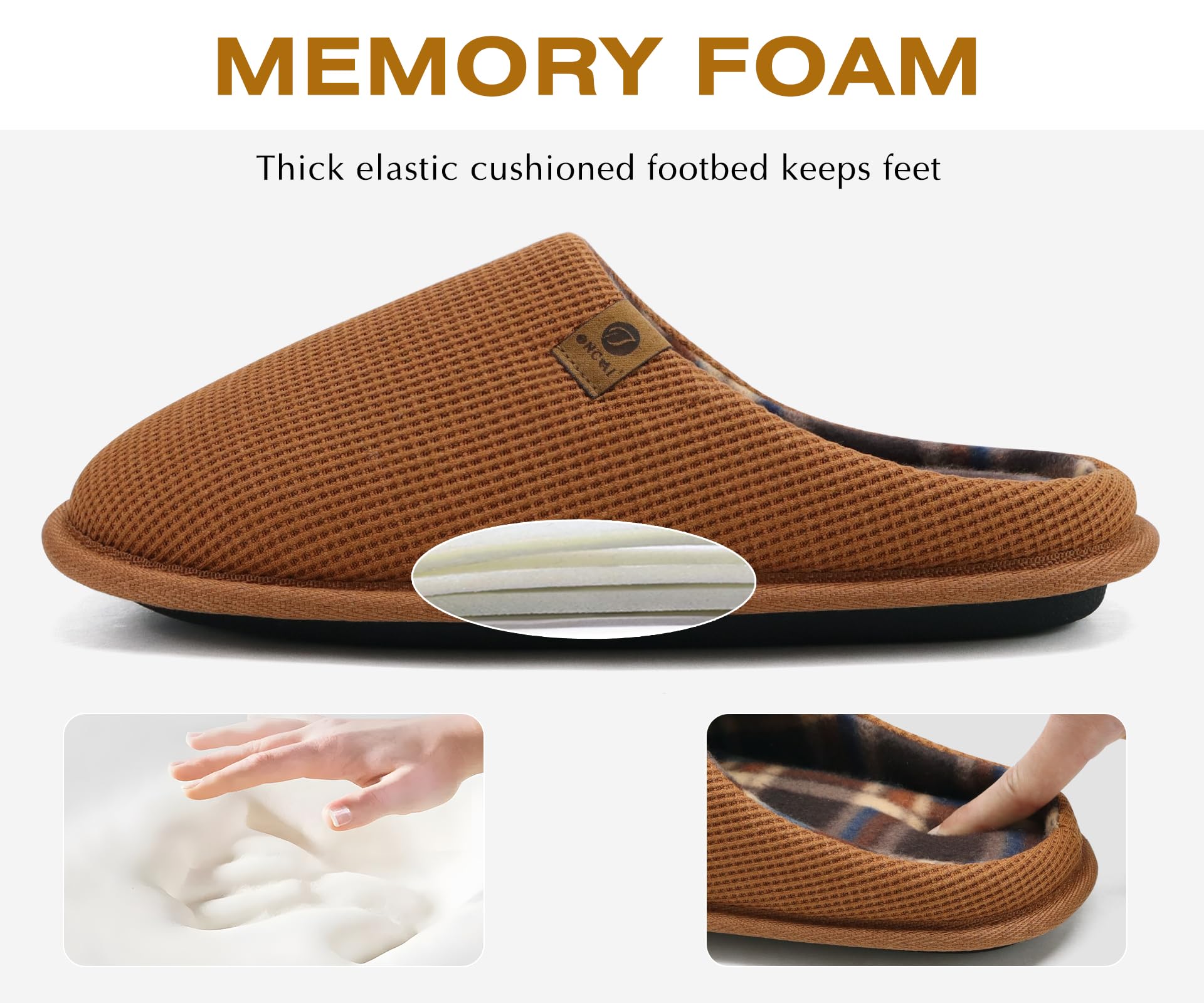 ONCAI Pantofole da Uomo Invernali Ciabatte da Casa con Memory Foam Calde Pelliccia Sintetica Cotone Scarpe Accogliente Antiscivolo Suola EU Dimensione 40-49