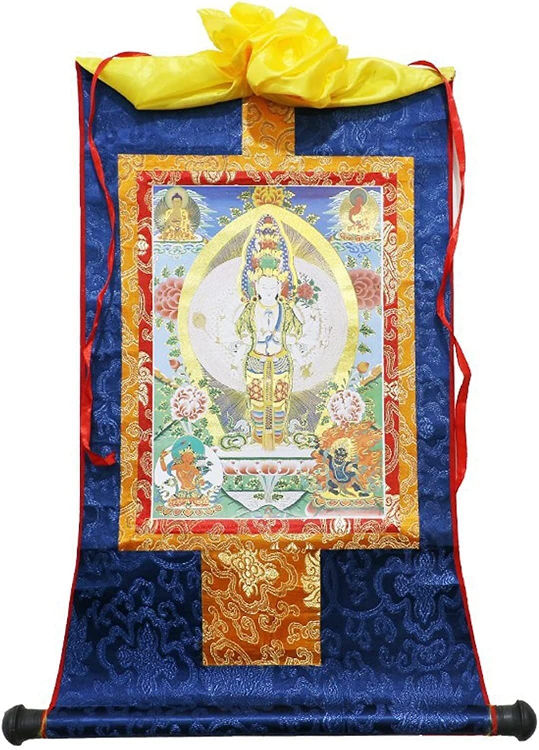 Thangka-Wandteppich, buddhistischer Wandteppich, tibetischer Thangka, tausendhändiger Avalokitesvara tibetischer Thangka-Gemäldekunst-Wandteppich, Poster, Seidenstickerei, Thangka-Gemälde (Größe: 28 x