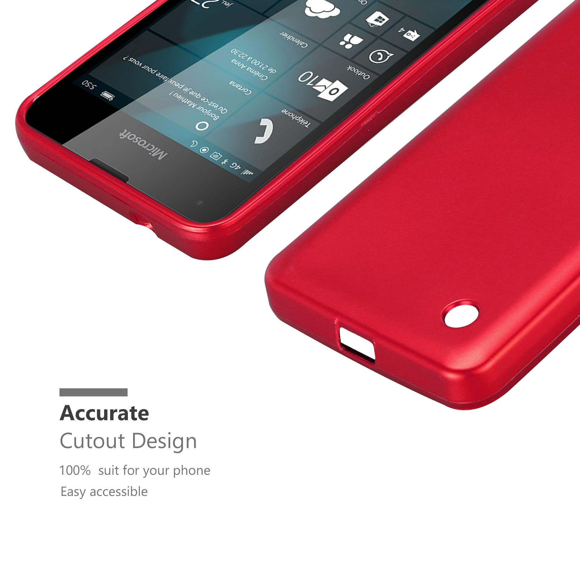 Cadorabo Custodia Per Nokia Lumia 550 - Cover Sottile In Silicone TPU, Effetto Metallizzato Rosso, Protezione Antiurto Morbida - 4