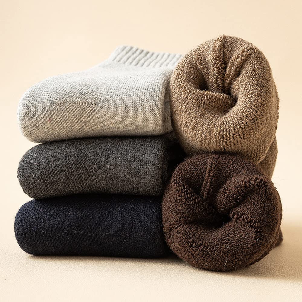Wollsocken Mens schwere dicke Wollsocken weiche warme mittelrohr gemütliche thermische Winter-Crew-Socken 6 Paare schwarz grau blau beige EU 38-45 Wollsocken Damen ( Color : Mix Colors , Size : EU 38-