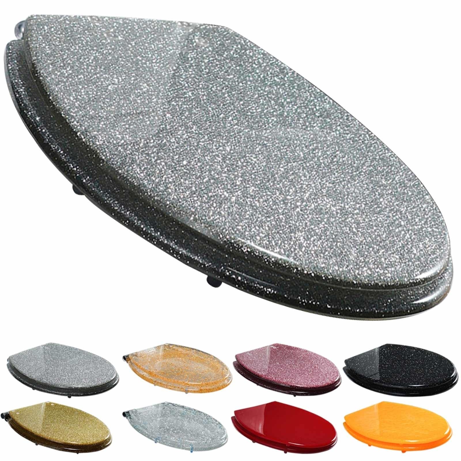 Soft Close Close, Toilet seat, Heavy Duty Glitter Release, Easy Install Bottom Fixing for Most Various Toilets, Adjustable, Lightweight, Durable, Portable, User-Friendly, Quick