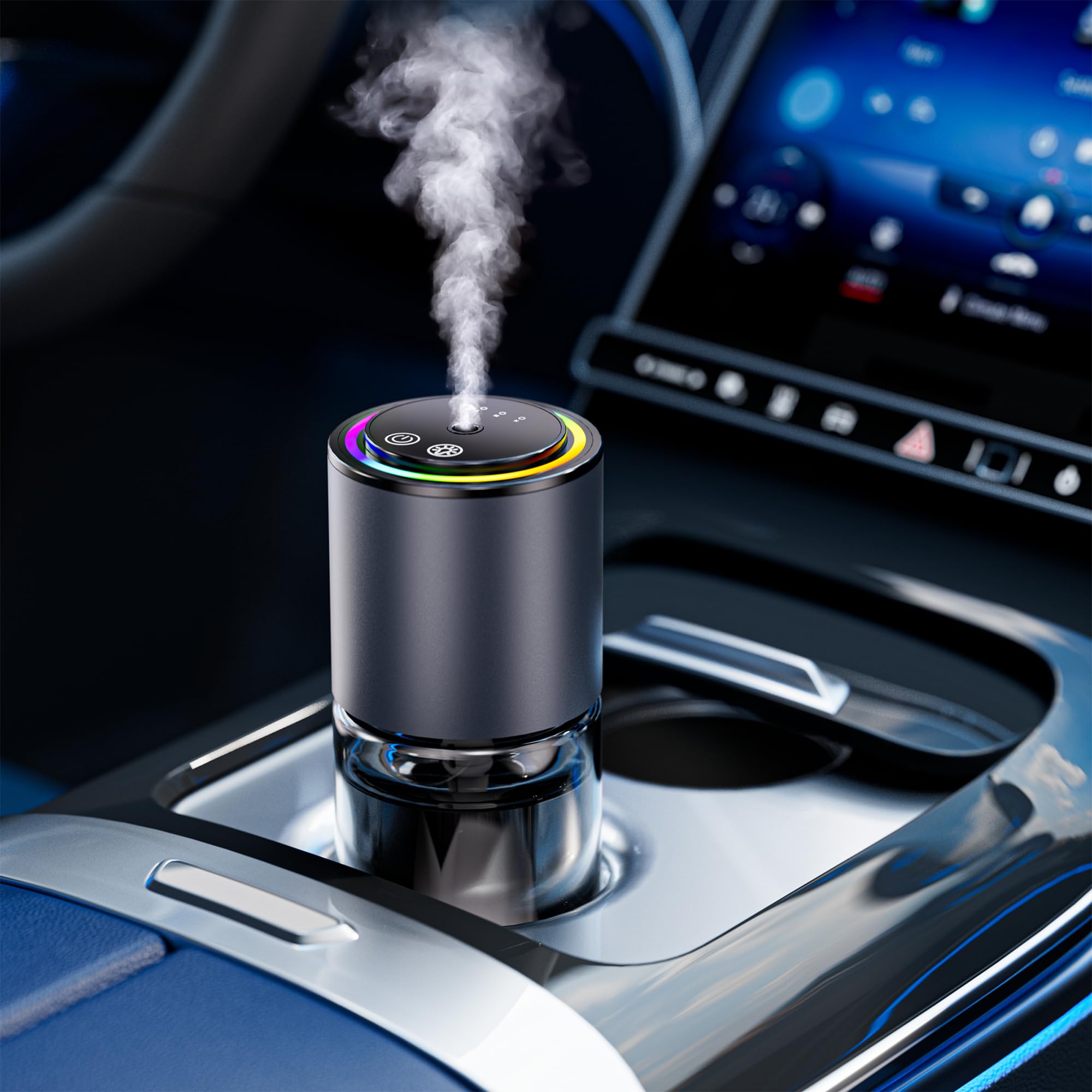 Smart Car Air Freshener, Car Air Freshener Men, Diffuser 150ml Capacity for 6 Months, Auto On/Off, 3 Adjustable Modes, RGB Music Syncing Light, Perfect for CAR,Bedroom and Office (Cologne)