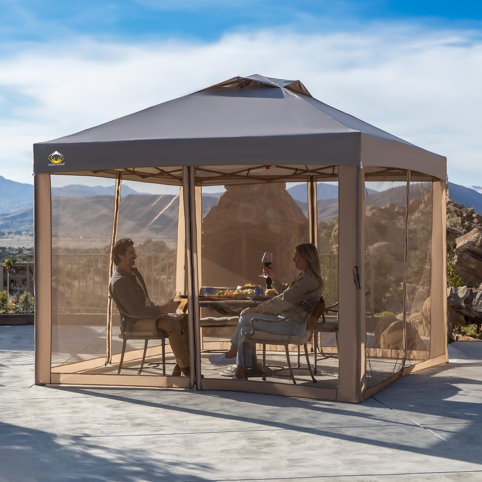 Crown Shades Instant Gazebo 13x13 With Netting CROWN SHADES 13x13