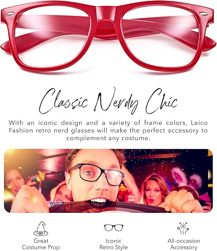 Miniatura 2 de LEICO FASHION Lentes transparentes sin receta retro nerd para hombres y mujeres - Lentes falsos para disfraz de cosplay