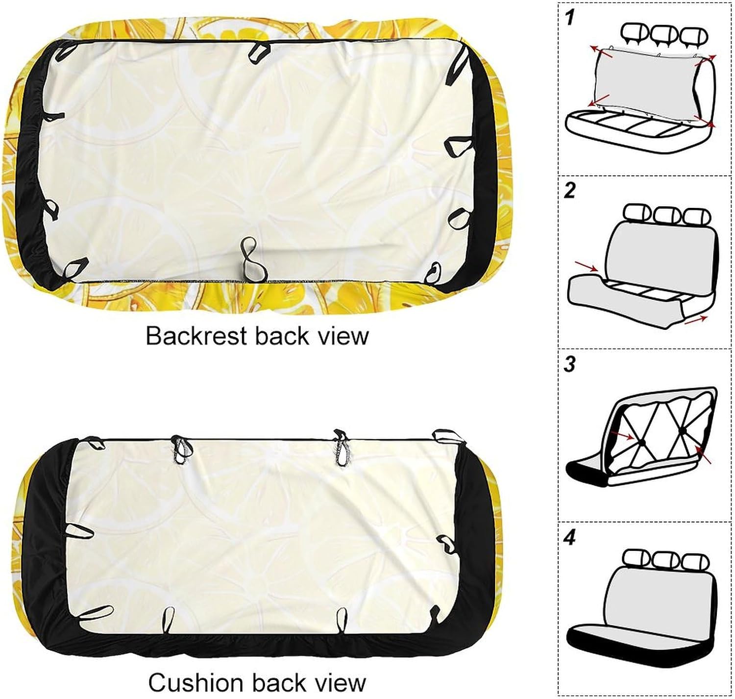 Yellow Lemon Car Seat Cover Print Rear Bench Seat Cover Car Seat Protector Car Interior Accessories for Women Men