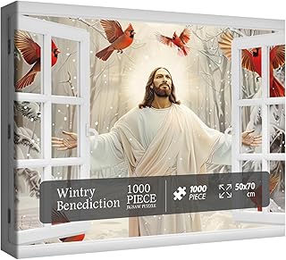 Comprar Rompecabezas Cristiano de Jesús para Adultos, 1000 Piezas, Rompecabezas religioso de fe pacífica, Rompecabezas inspiradores de cardinales de Invierno
