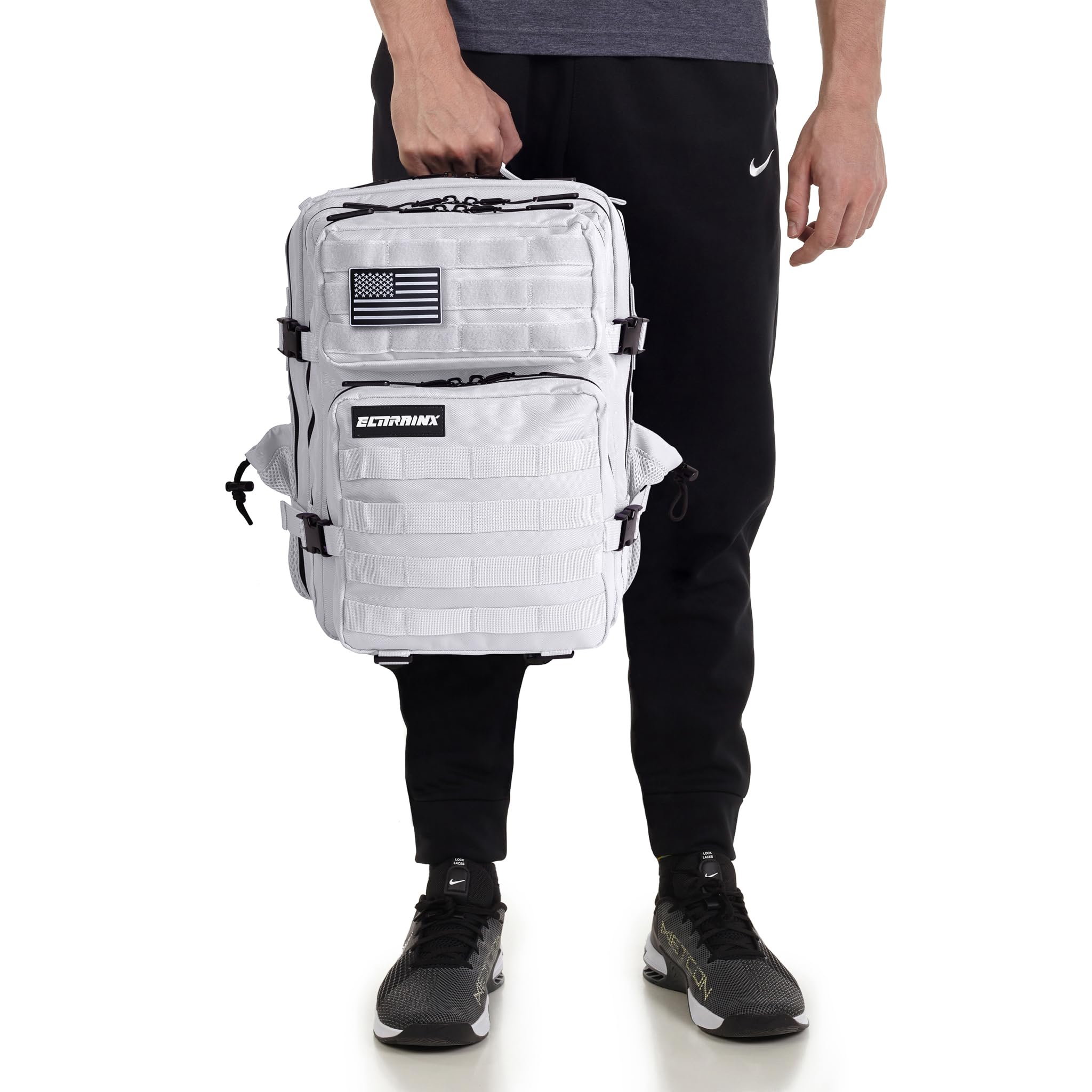 Mochila Táctica 25L Repelente al Agua – Oxford 1000D, Cabina Avión y Viaje, Gimnasio y CrossTraining, Compartimento Portátil 15” (Blanco) by ELITEX TRAINING