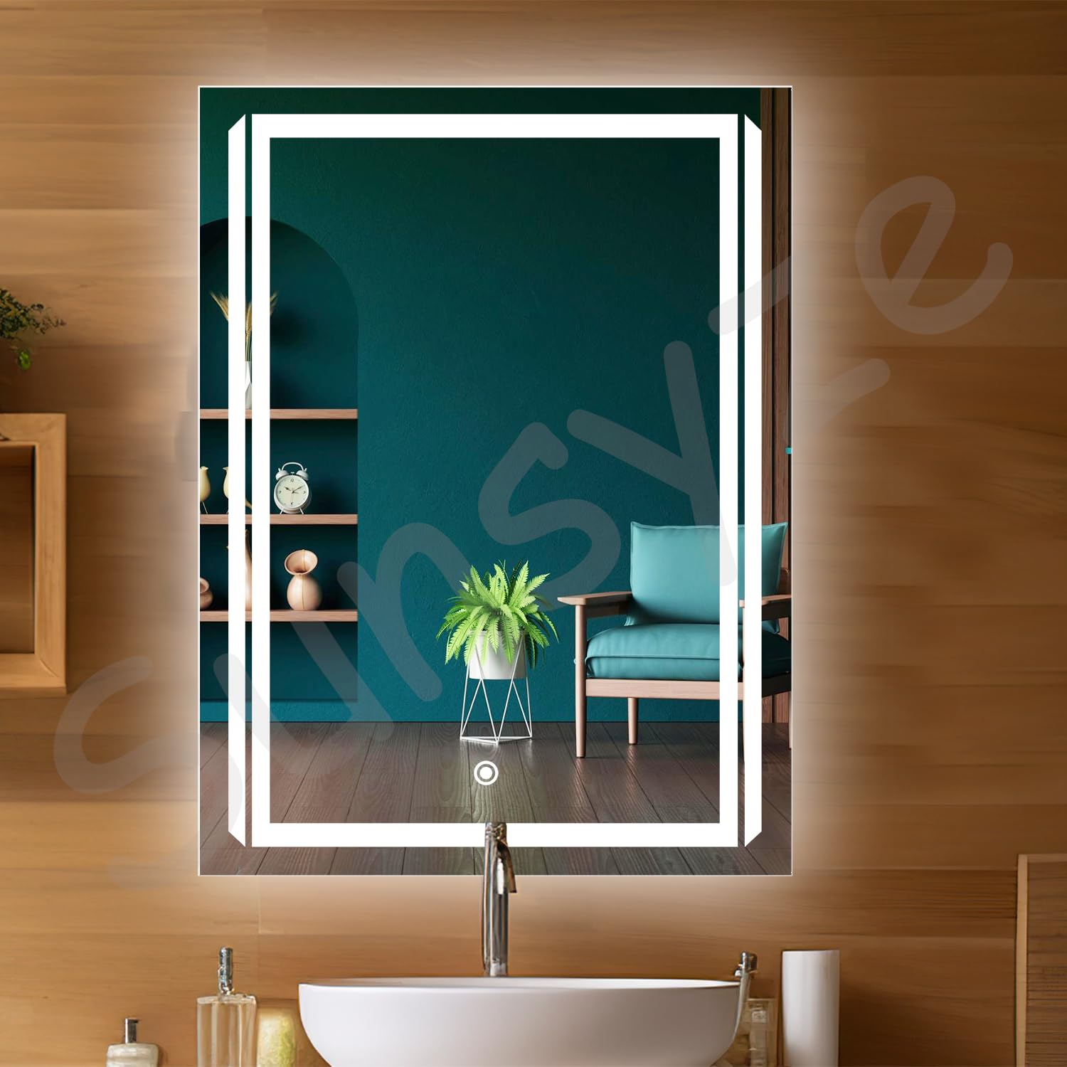 LED mirror with warm and natural light options
