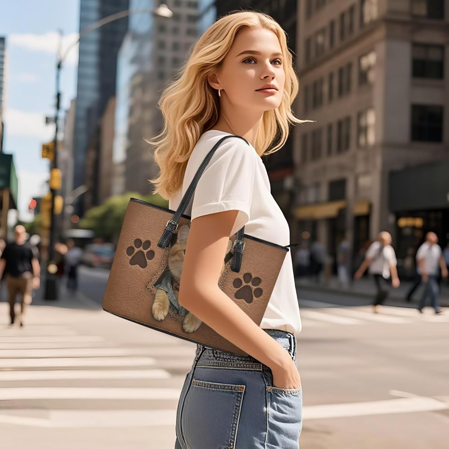 Womens Fashion Tote Bag and Wallet Set of 2 PU Leather Top Handle Handbag with Adjustable Strap