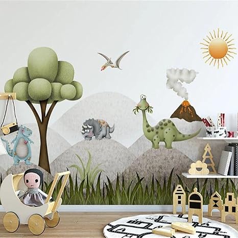 Amazon カスタム3dウォールミューラル北欧漫画恐竜イラスト子供部屋の背景壁紙壁画 250x175cm 壁紙 Amazon カスタム3dウォールミューラル北欧漫画恐竜イラスト子供部屋の背景壁紙壁画 250x175cm 壁紙
