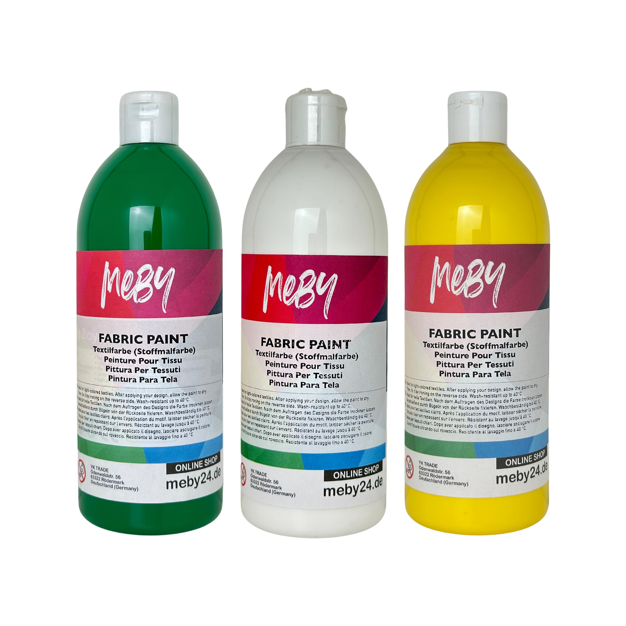 Stoffmalfarben-Set (6 Farben x 500 ml) – Textilfarbe für helle Stoffe, waschbeständig & bügel-fixierbar (6-Farben-Set)