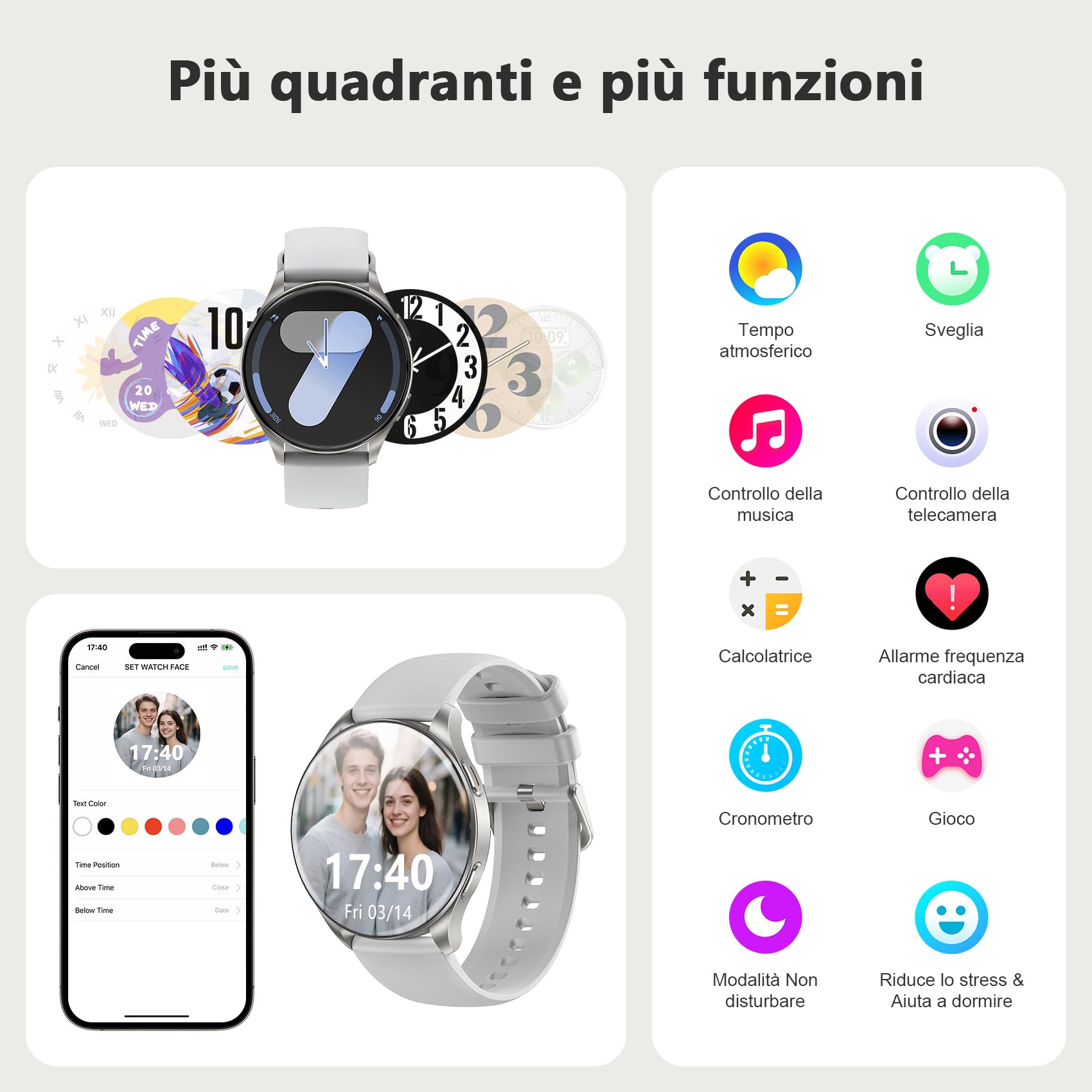 Blackview Smartwatch Uomo Donna, Effettua e Rispondi alle Chiamate, Orologio Smartwatch Fitness con 1.43' HD AMOLED/112+ Sportive/SpO2/Monitoraggio del Sonno/Cardiofrequenzimetro per Android IOS