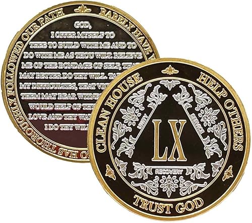 Miniatura 31 de Medallón anónimo de Alcohólicos Anónimos de Plata y Oro 1-60 años (20 años (XX)) Cápsula de Moneda AA Incluida