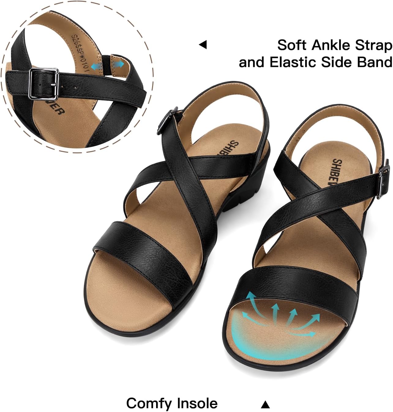 SHIBEVER Wedge Sandals for Women Dressy: Comfortable Summer Low Heel Sandals Casual Walking Dress Shoes