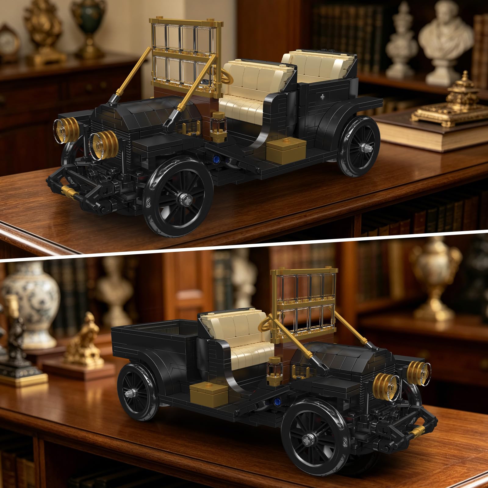 Mould King 10261 versión estática modelo de bloques de construcción de coche antiguo, 1290 piezas 9 en 1 bloques de sujeción para coche como juguete y regalo (14 años y mayores)