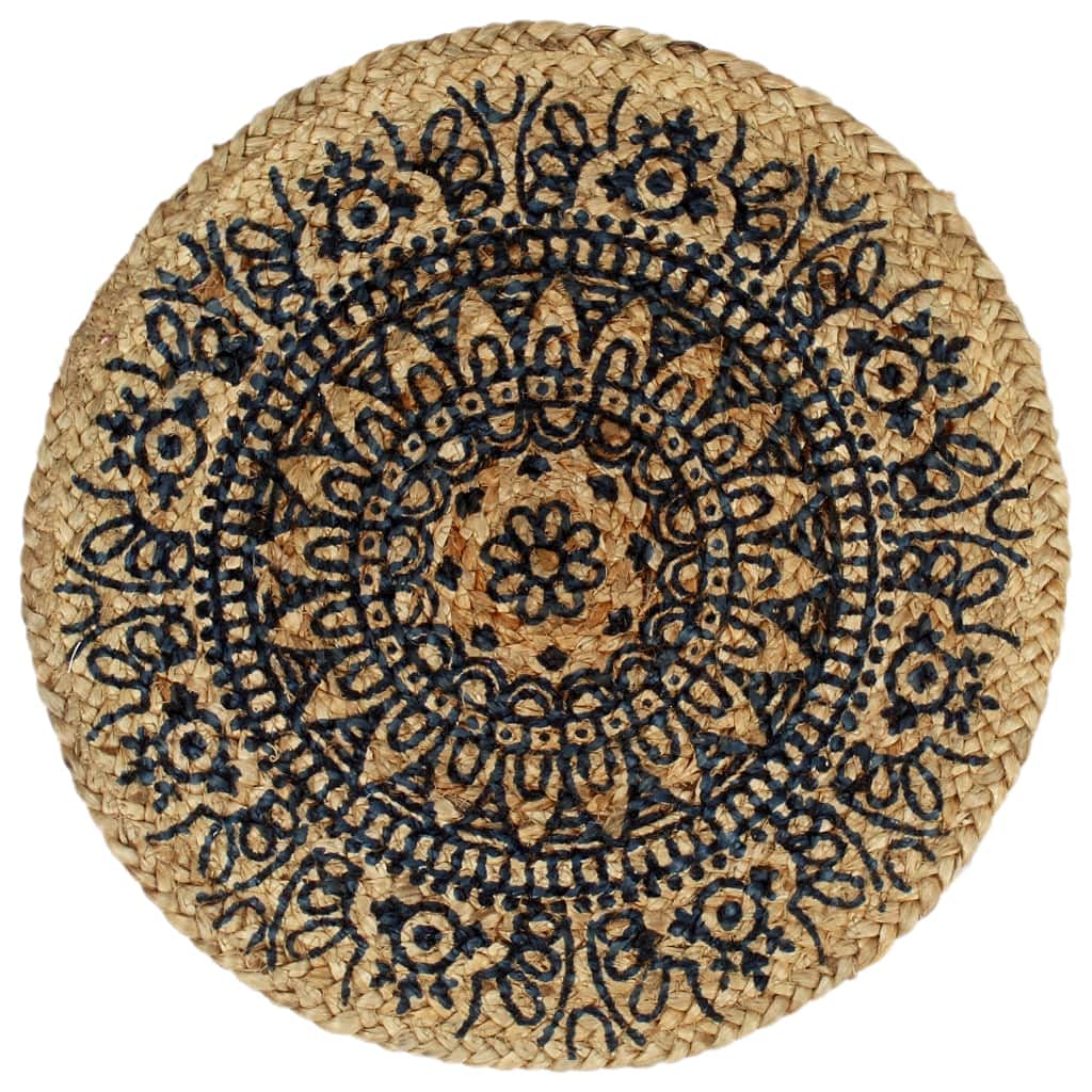 Lot de 6 sets de table ronds en jute tressés à la main, bleu foncé, 38 cm, pour table à manger, matériau naturel résistant, accessoire de table unique, facile d'entretien
