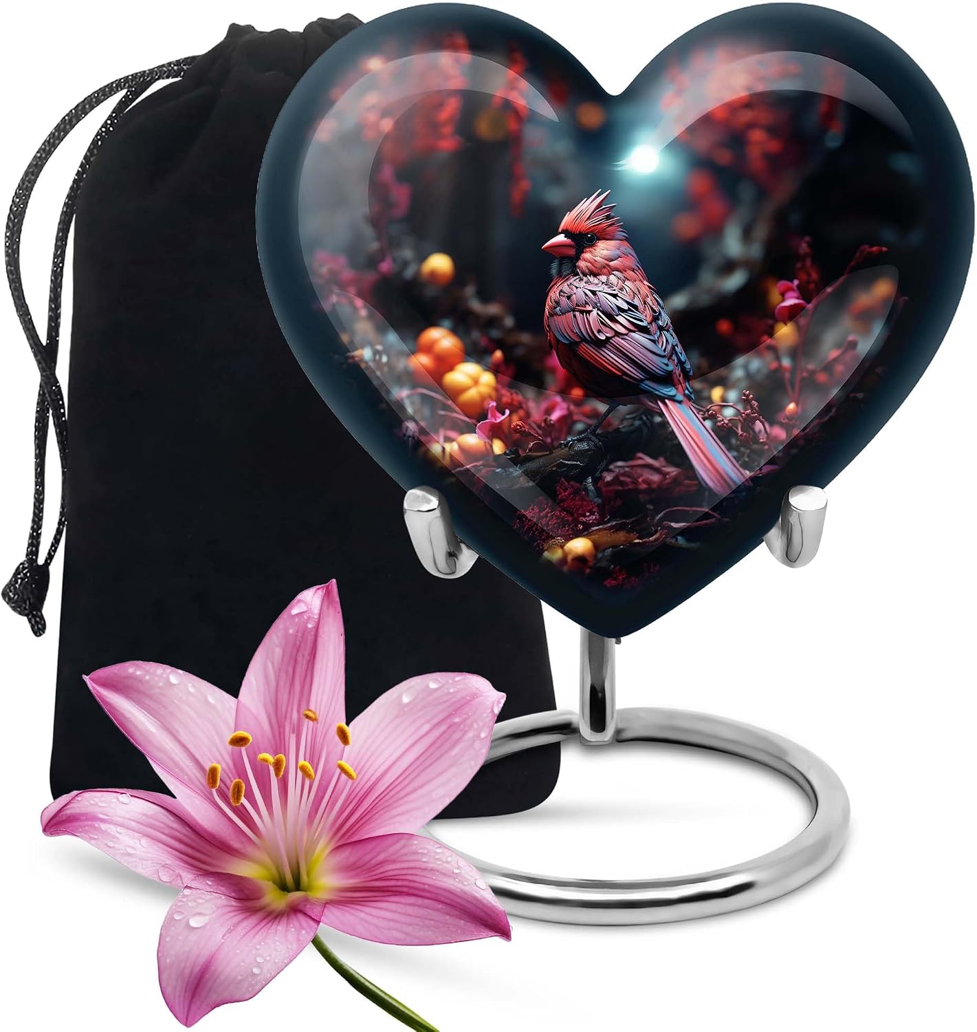 Cardinal Bird Urn - 10 Inch Blue Pet & Human Ashes Urn