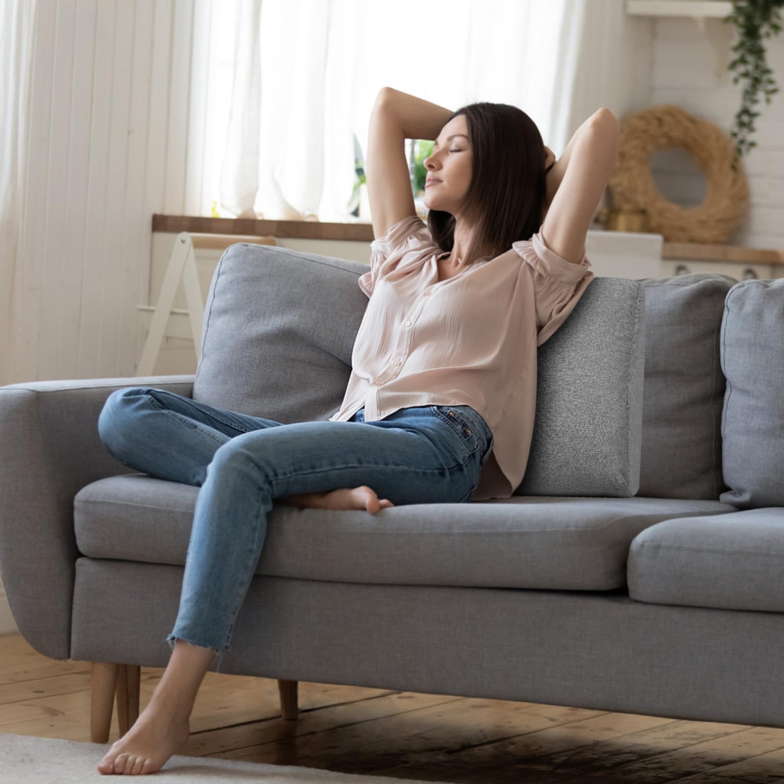 GOFORIT Coussin lombaire ergonomique pour canapé et fauteuil - Double couche en mousse à mémoire de forme avec maintien ferme - Coussin lombaire indéformable pour une assise prolongée - Housse lavable