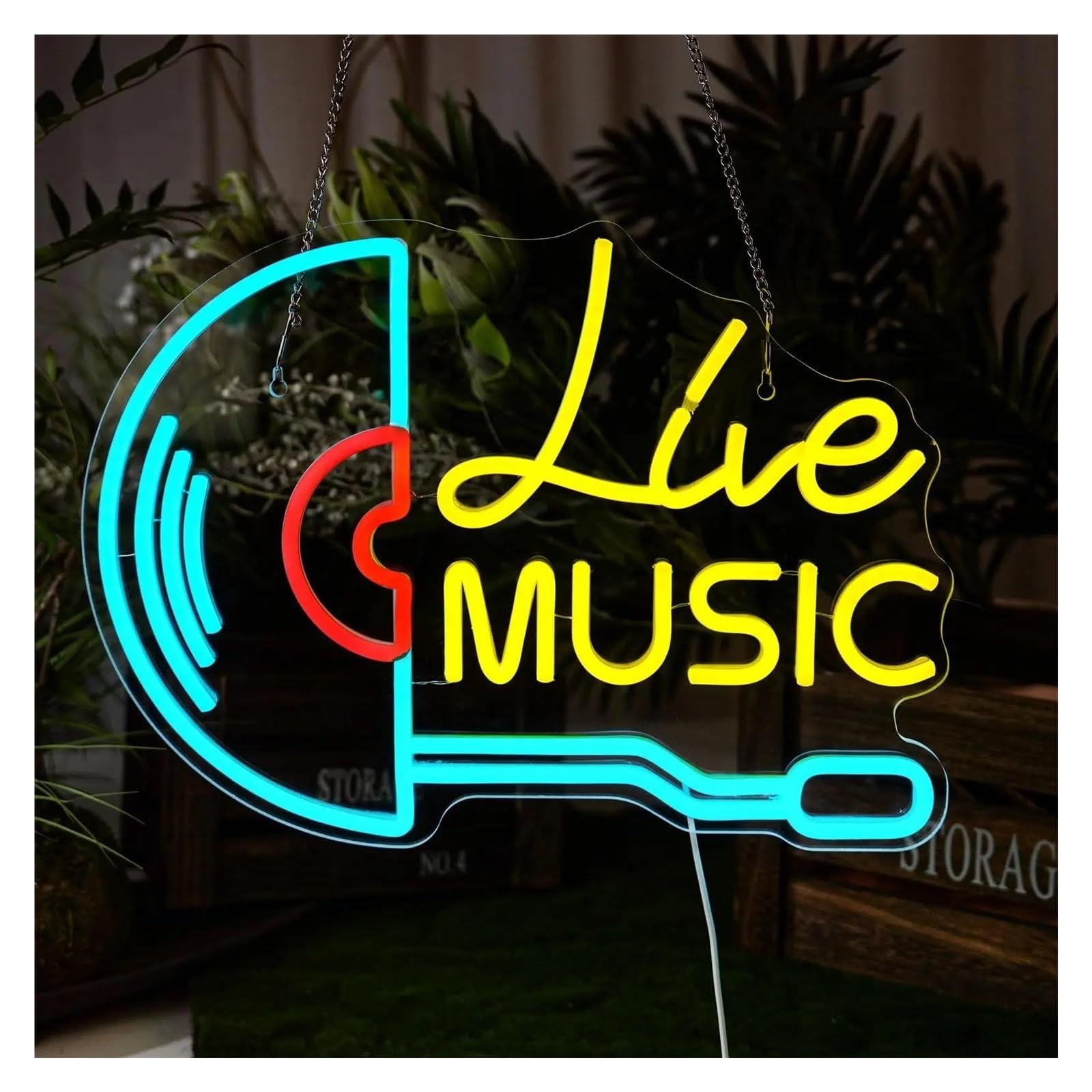 LEMST Sign Lamp Live Music Neon Sign,Suitable for Concerts, Parties, Bar Wall Decoration 29.6x40.5cm