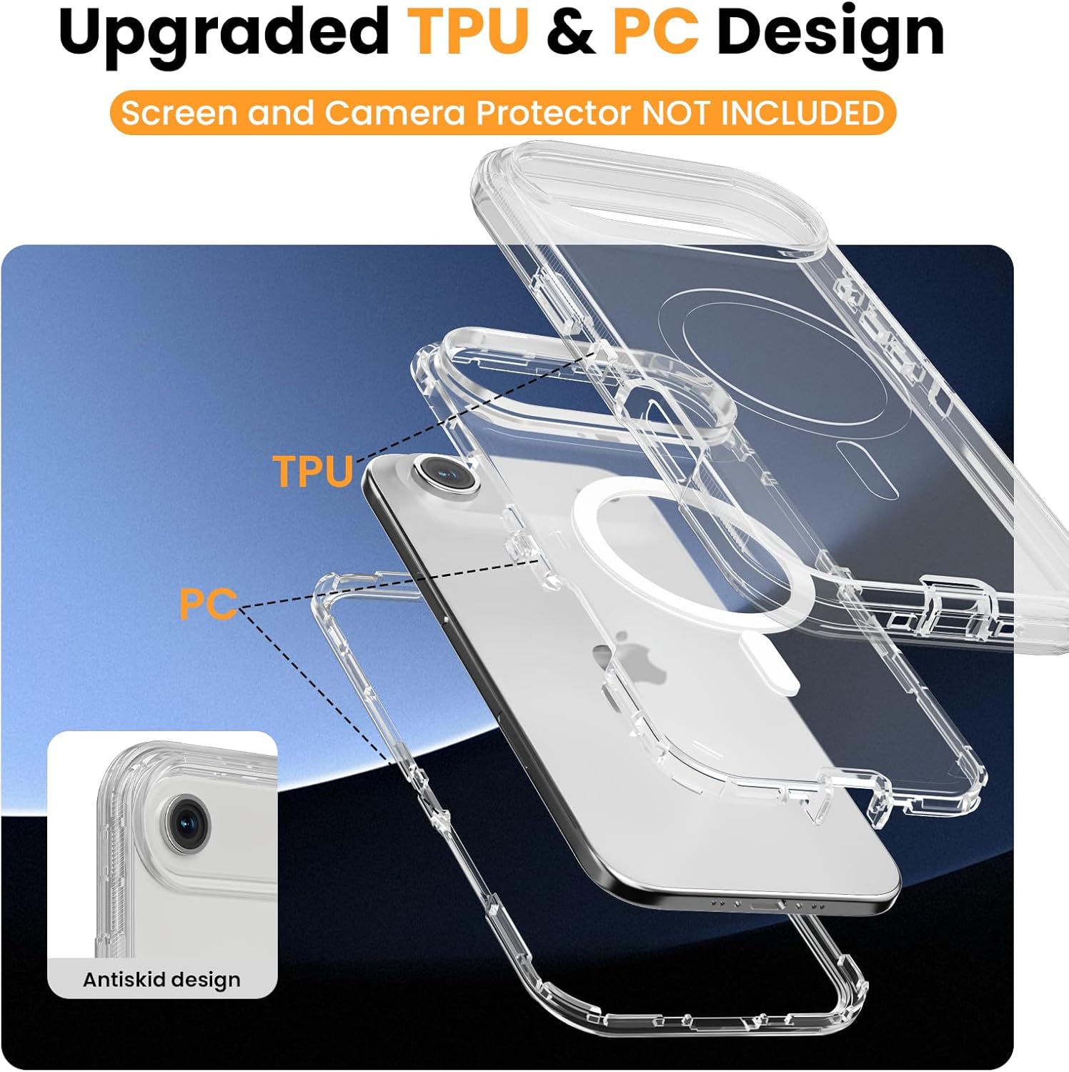 for iPhone 17 Air Case, Compatible with MagSafe, Dual Layer Transparent Magnetic Phone Case, Heavy Duty Anti-Drop Shockproof Protection Phone Cases for iPhone 17 Air, 6.5 inch, Clear - Image 6