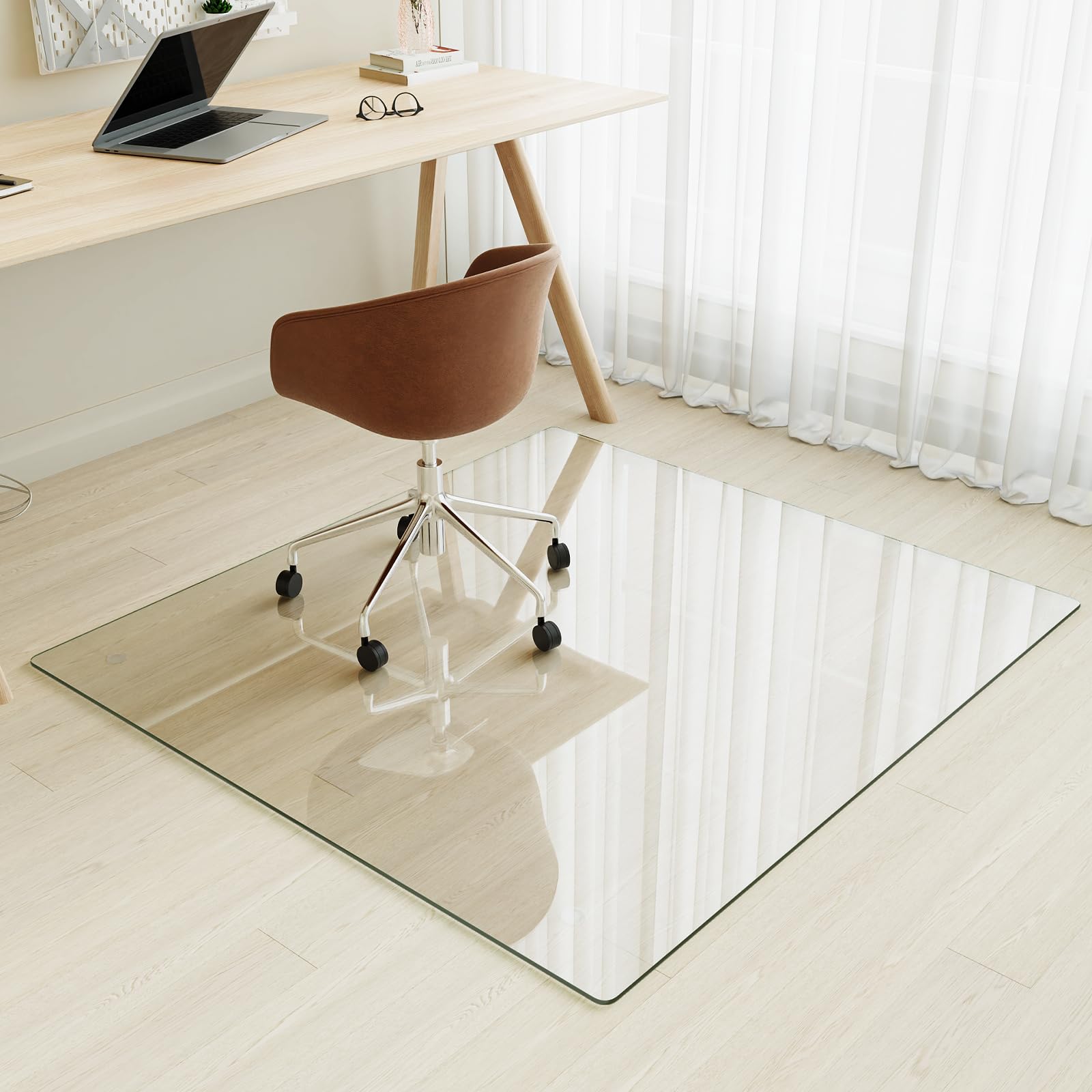 [Tempered Glass] 42" x 46" Glass Office Chair Mat for Carpet