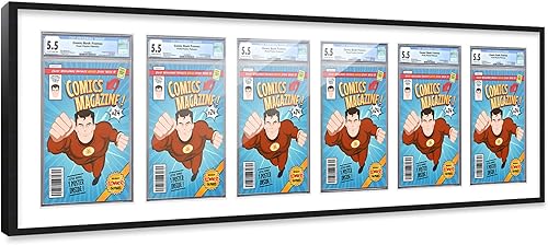 Miniatura 44 de Poster Palooza Marco de cómic con paspartú para 2 cómics CGC, CBCS o PGX Graded Comics – Marco de cómic negro para cómics de 8.125 x 13 pulgadas