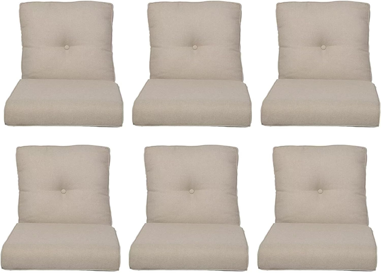 Rilyson Luxury Patio Cushions for Outdoor Furniture - 22×24 Inches High Back and Deep Seating Outdoor Cushion for Patio Chairs Sofa Couch Loveseat Water Resistant(Beige/6 Set/Button)