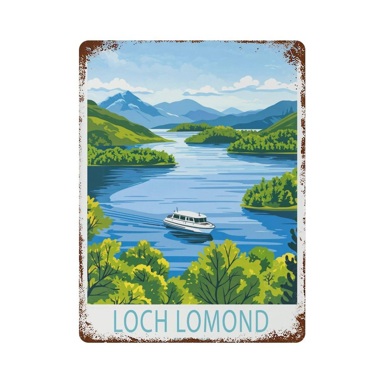 xiaoxiaoshen Loch Lomond Travel Scotland Birthday Present, Gifts Wall Decor Art Metal Tin Poster Modern Home Decor Art Home Bar Shop Decorations Vintage Sign 40x30cm