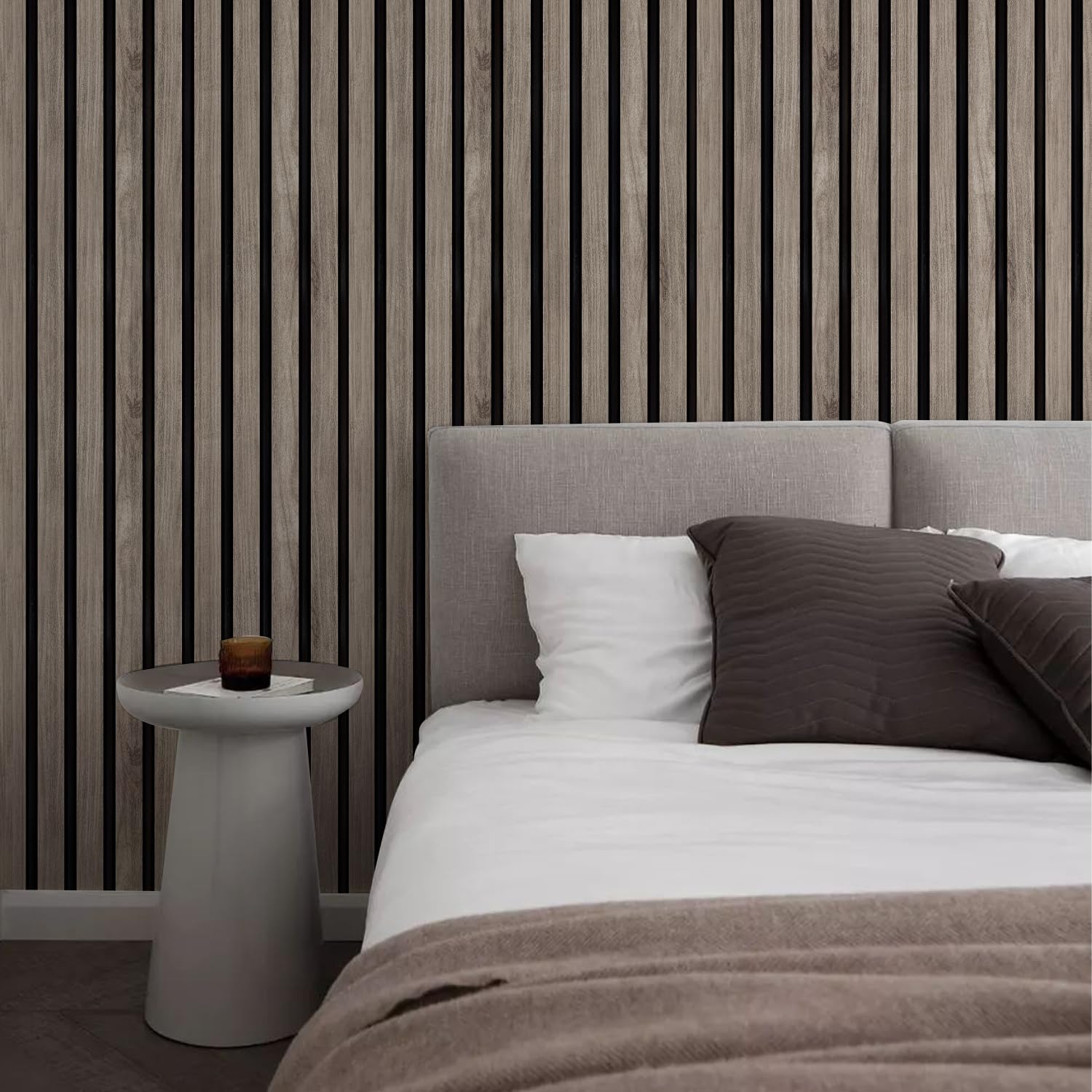 ANHUIB Brown Wood Wallpaper Wooden Panelled Wallpaper Wood Grain Vinyl Contact Paper(0.44X3m) Vintage Light Brown Peel and Stick Oak Slat Wooden Wall Wrap Faux Panels Wall Paper for Living Room Office - Image 3