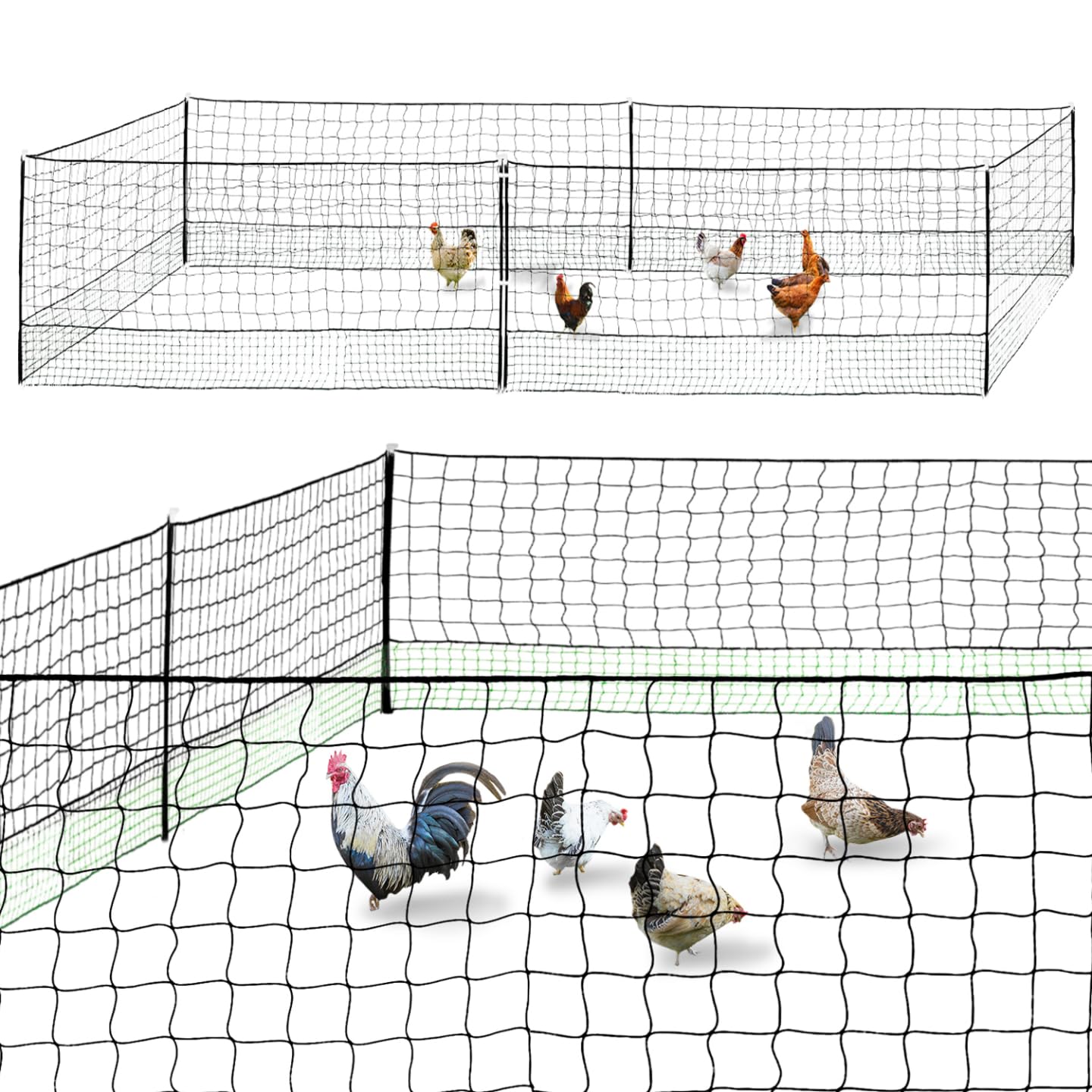 IDMarket - Kit clôture Filet à Poules 12 M avec Porte 6 piquets Double Pointe