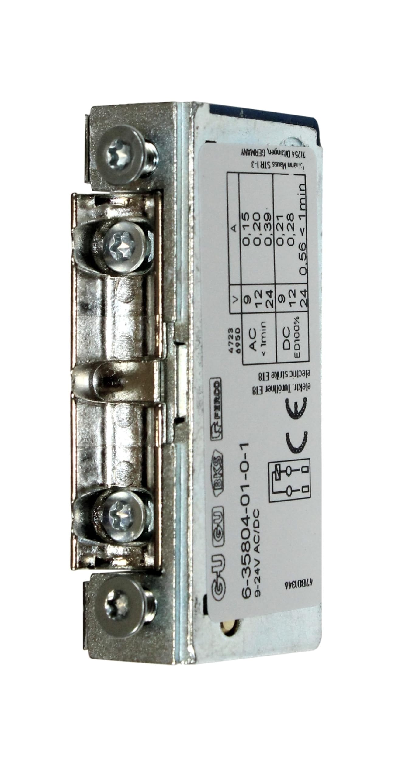 GU BKS Elektro-Türöffner Nr.5 (oder auch ET8), Radiusfalle, ohne Tagesentriegelung 9-24 V AC/DC, 100% ED, 6-35804-01-0 incl. SN-TEC Befestigungsschrauben