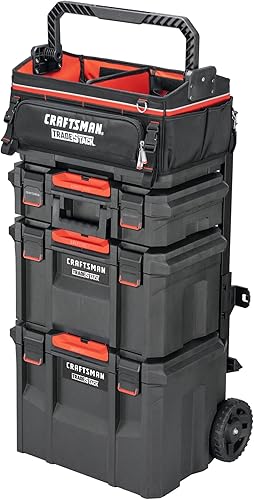 Miniatura 8 de CRAFTSMAN TRADESTACK Bolsa de herramientas del sistema, bolsa de herramientas de boca abierta resistente, parte inferior dura impermeable, mango