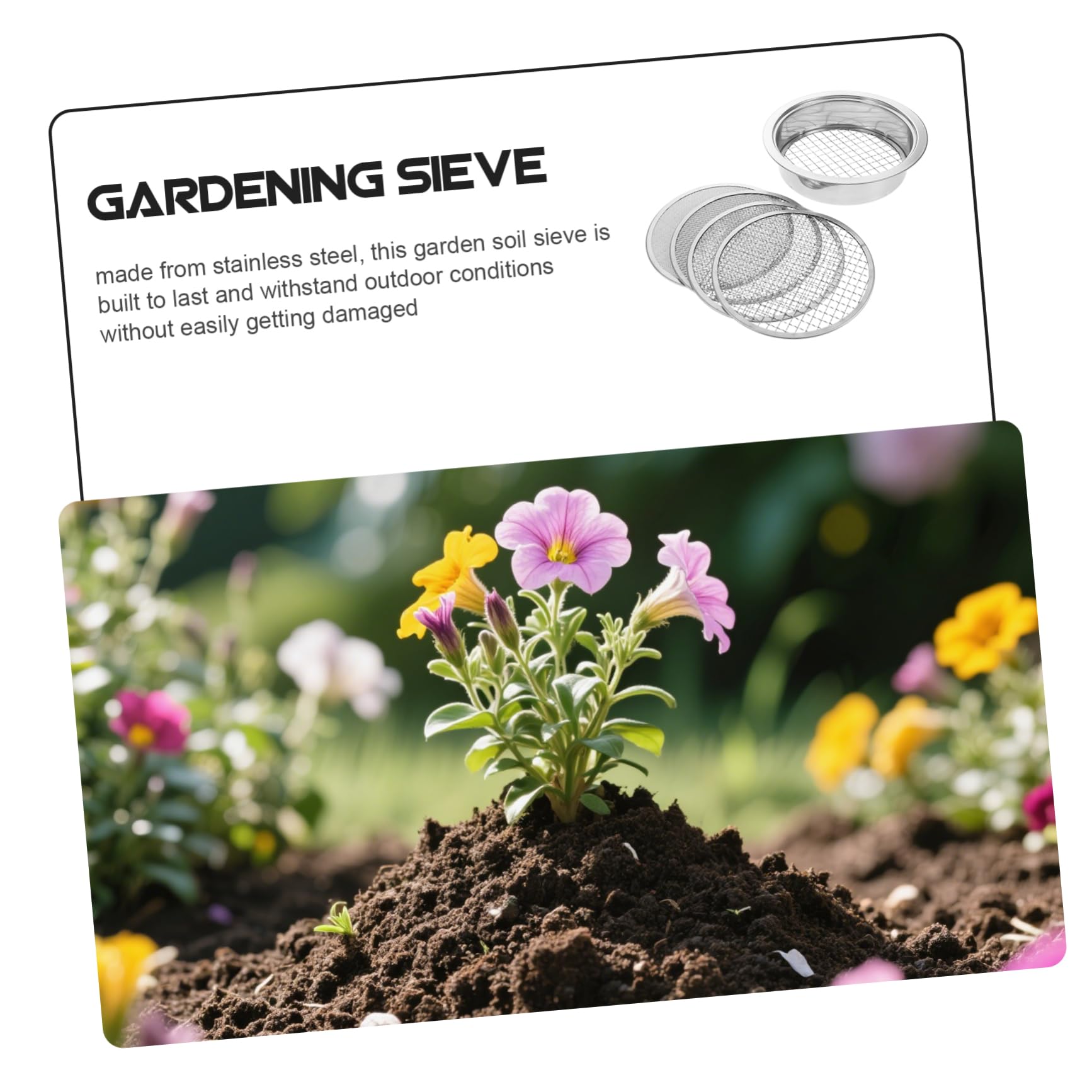 Tamis de Jardin en Acier Inoxydable pour Sable et Bonsaï, Set