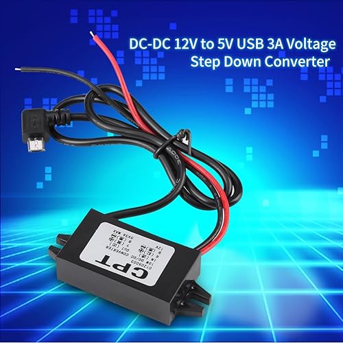 Miniatura 3 de Estink Convertidor de voltaje, convertidor de CC a CC módulo reductor de potencia DC-DC 12V a 5V 3A Micro USB Convertidor de Voltaje Reductor de