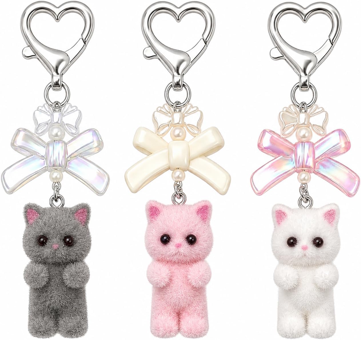 AGEN KGEN Cute Keychain Charms, Fuzzy Cat Decor Gifts for Women Gifts Bags Purses, Y2K Kawaii Bag Charm