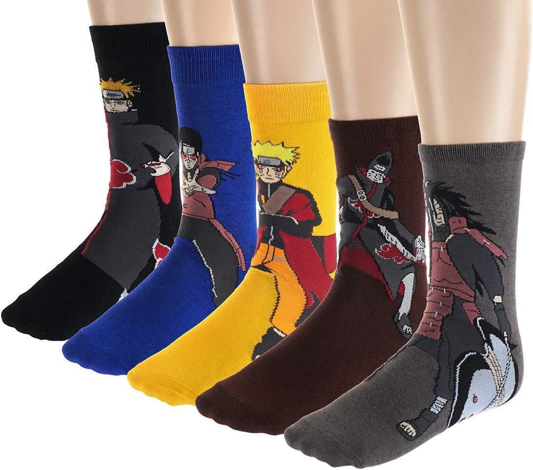 CosplayStudio Naruto Socks Set 5 Pairs Size 6-11 Set 1 Naruto Kisame Hoshigaki Pain etc.