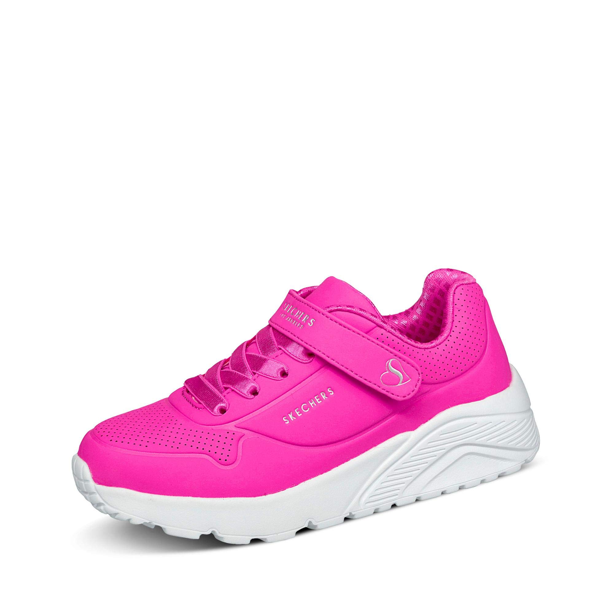 Skechers Girl's Uno Lite Sneakers, H.Pink Synthetic/Trim, 2 UK Child