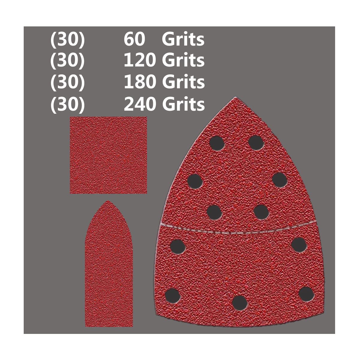 Dobetter 120Pcs Detail Sandpaper Sanding Paper Assortment, Mouse Sander Sandpaper Sheet Sanding Sheets 60 120 180 240 Grits Sandpaper for Detail Sander, Finger Sander -DSP-3 - - 