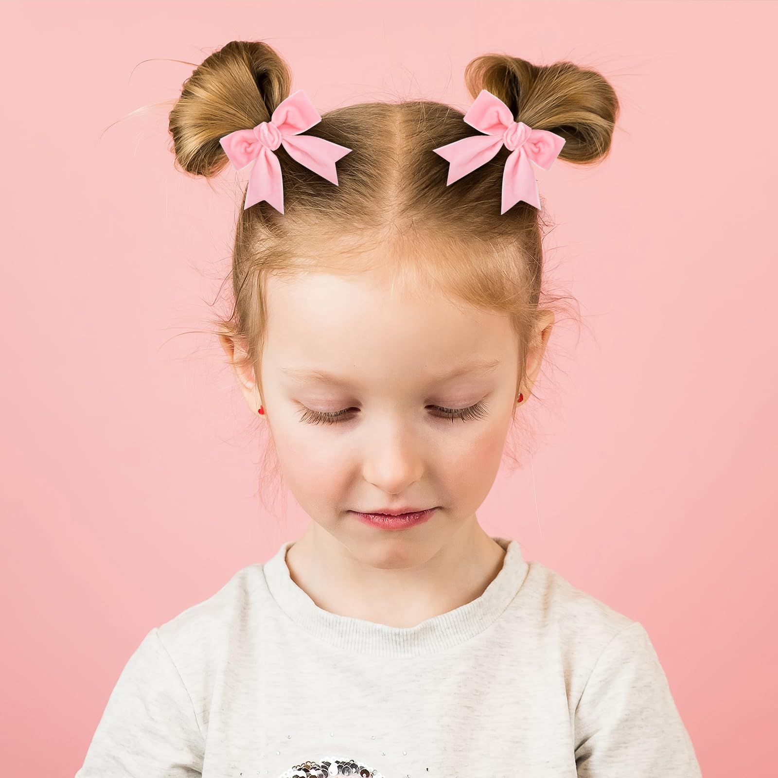 Amazon.com : Velvet Ribbon Bow Hair Clip Pink Valentines Christmas