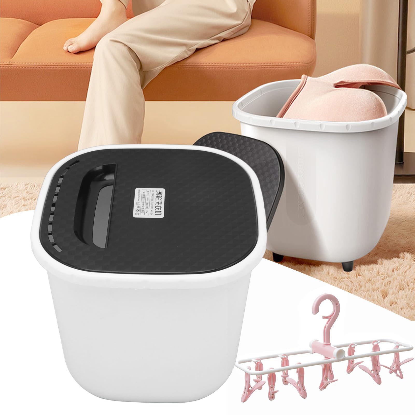 Cryfokt Przenośna Mini Pralka Turbo Wydajne i Zdrowe Pranie do Użytku Domowego z suszarką, zasilaną Przez USB pralką do ubrań Dziecięcych Pojemność 6 L (PINK)