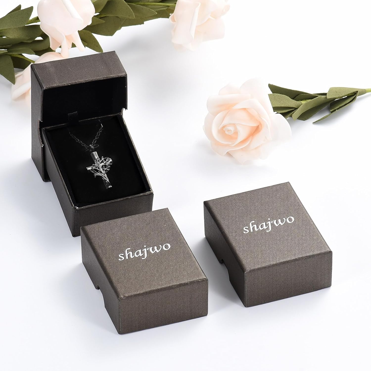 shajwo Cremation Jewelry Tree of Life Cross Urn Necklaces for Ashes for Women Men Memorial Human Ashes Pendant - Image 7