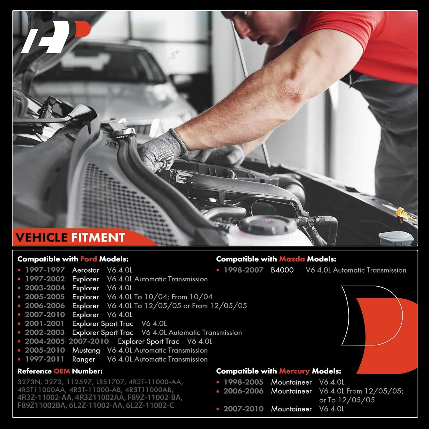 A-Premium Starter Motor Compatible with Ford Explorer 97-10 Mustang 05-10 Aerostar 07 Ranger 97-11, Mazda B4000 & Mercury Mountaineer V6 4.0L, 12V 1.4 KW 10 Teeth Clockwise, Replace# 4R3T-11000-AA