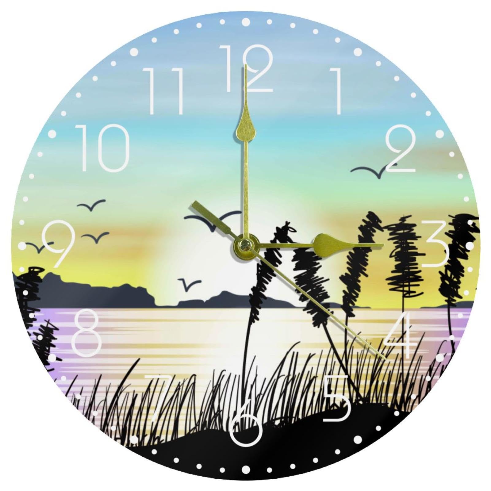Horloge murale moderne acrylique coucher de soleil pour cuisine et maison contemporaine